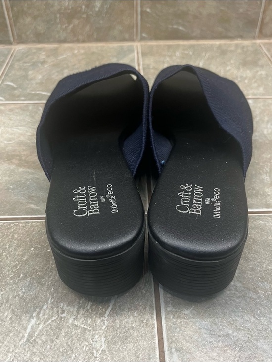 Croft & Barrow with Ortholite eco 8M Navy Knit Open-Toe Low Block Heel Mule - Picture 6 of 9